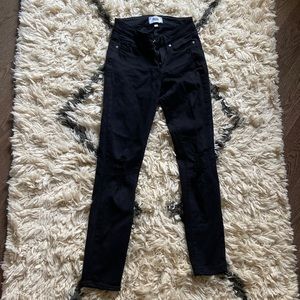 Paige black skinny jeans w rip effect size 24